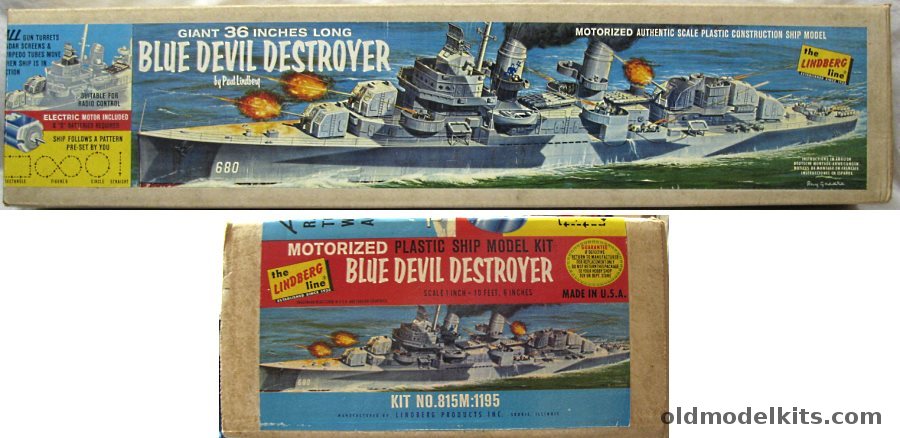 Lindberg 1/125 Blue Devil Destroyer Motorized - (USS Melvin DD680 Fletcher Class) - First Issue, 815M-1195 plastic model kit